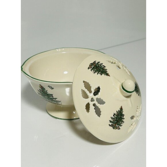 Spode Vintage England Porcelain Pierced Bowl Candy Dish Tree Design 5x5” - Picture 2 of 9